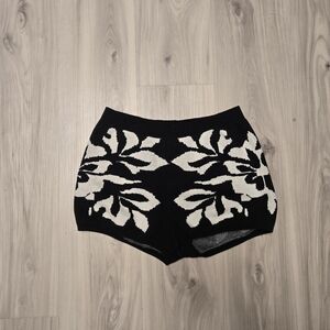 Free People Flower Power Knit Floral Micro Shorts Black White - Size M